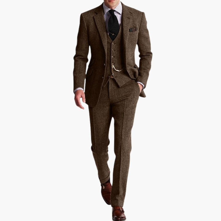 Herren dreiteiliger Anzug mit Weste für Herbst und Winter