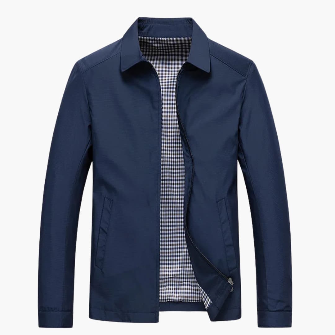 Herrenjacke mit kariertem Futter und Frontreißverschluss