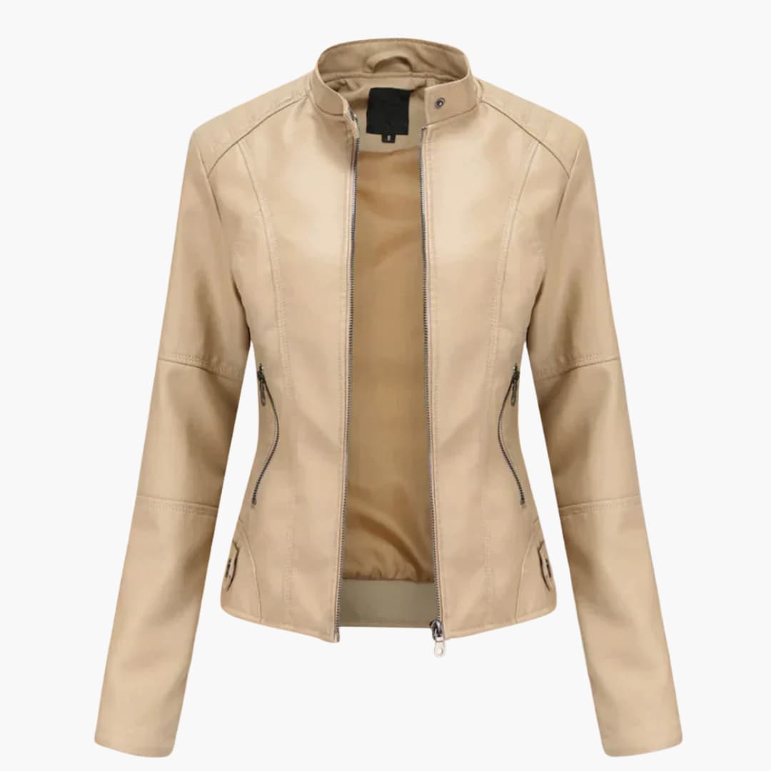 Damen Bikerjacke mit Stehkragen und Reißverschlusstaschen