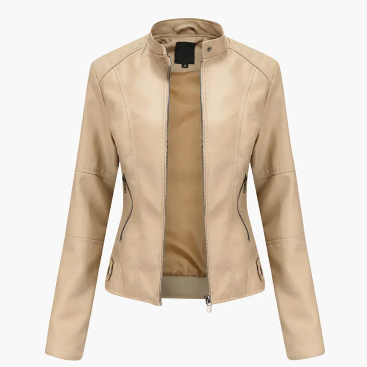 Damen Bikerjacke mit Stehkragen und Reißverschlusstaschen