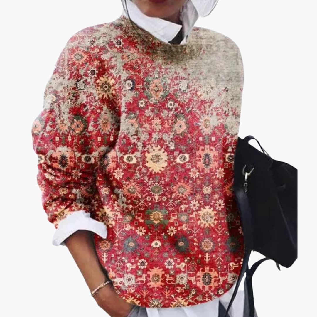 Damen pullover mit Rundhalsausschnitt und geometrischem Muster