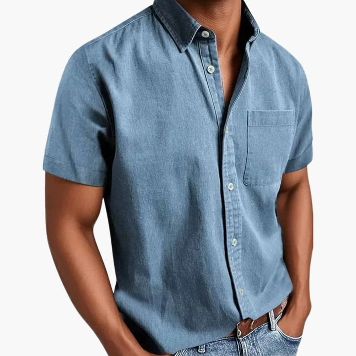 Herren Kurzarmhemd mit Brusttasche für Frühling und Sommer