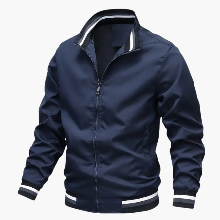 Herrenjacke mit Rippdetails und Frontreißverschluss