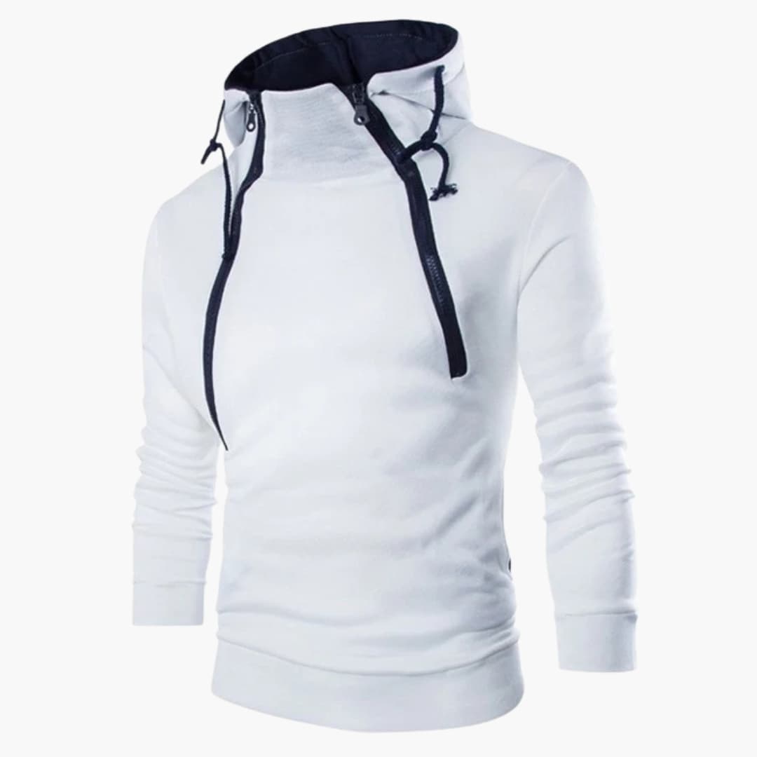 Herren Hoodie mit Reißverschluss am Ausschnitt und Verstellbarem Schnitt