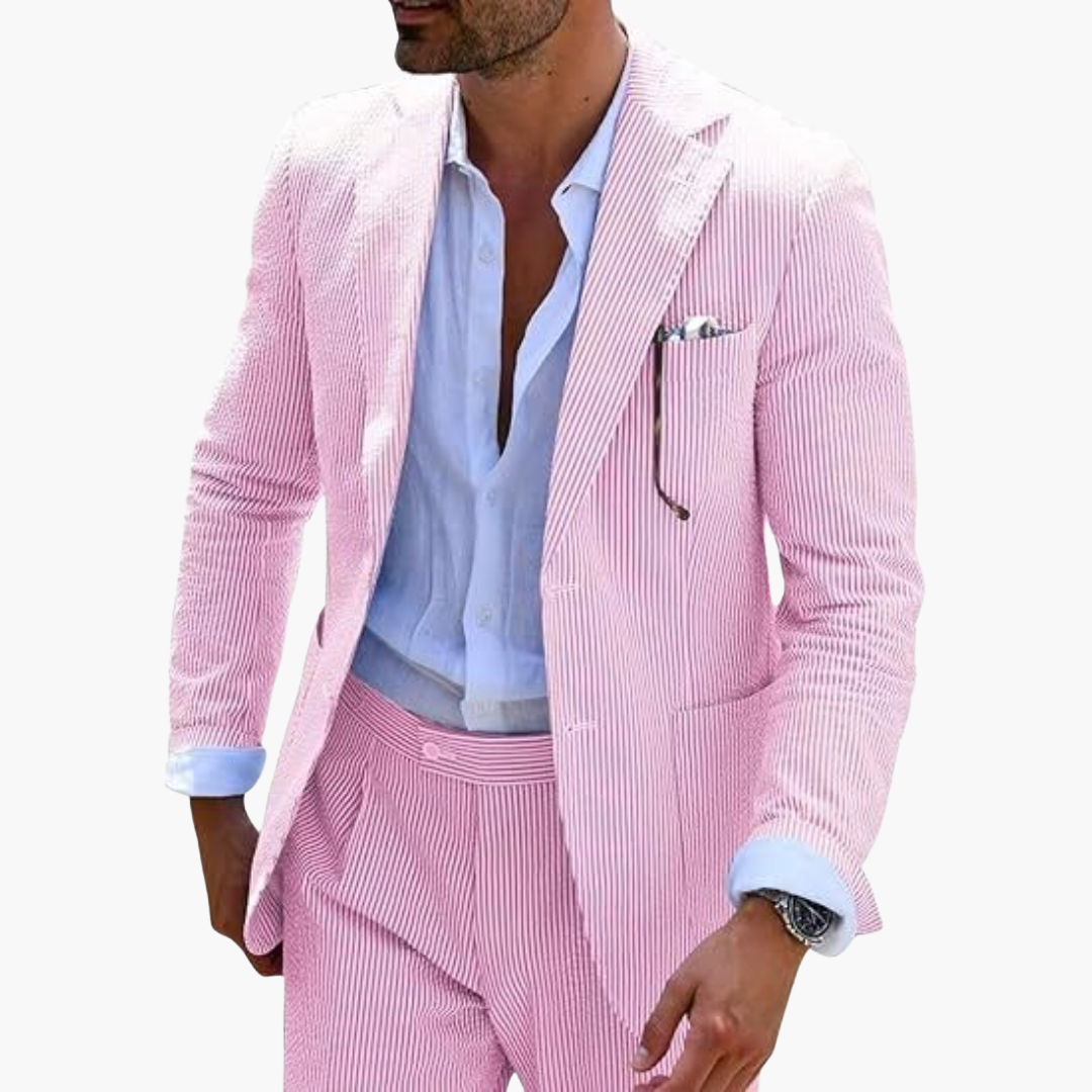 Herren Sommeranzug zweiteilig mit Nadelstreifen und Slim Fit