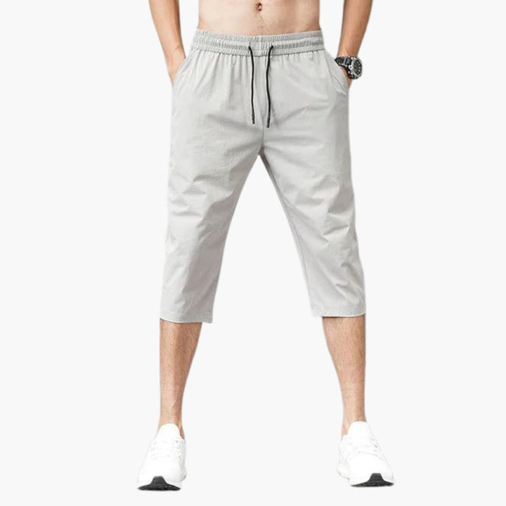 Herren Sommer Dreiviertel Shorts mit Kordelzug und geradem Bein
