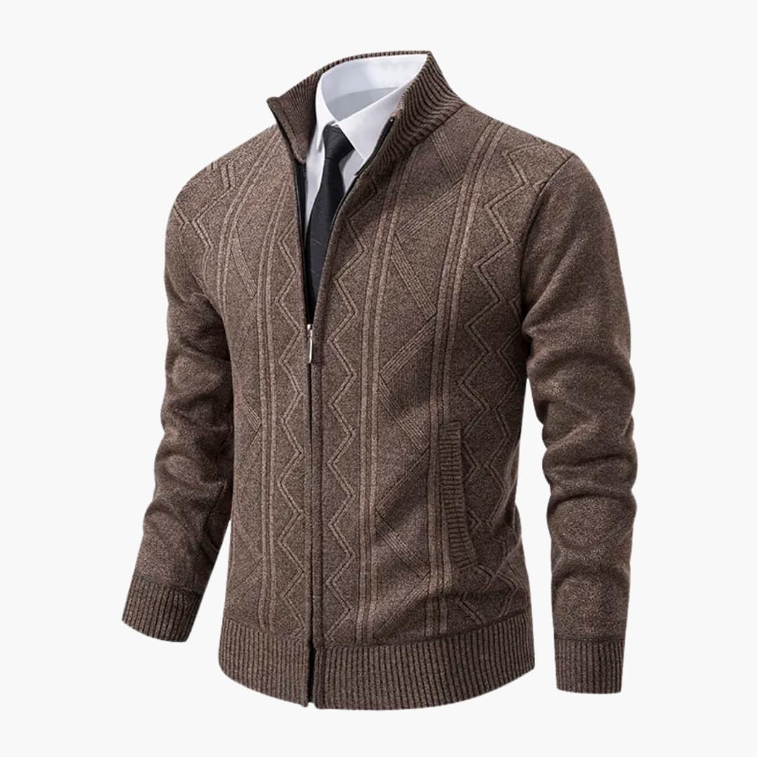 Herren Pullover mit Reißverschluss und gerippter Oberfläche