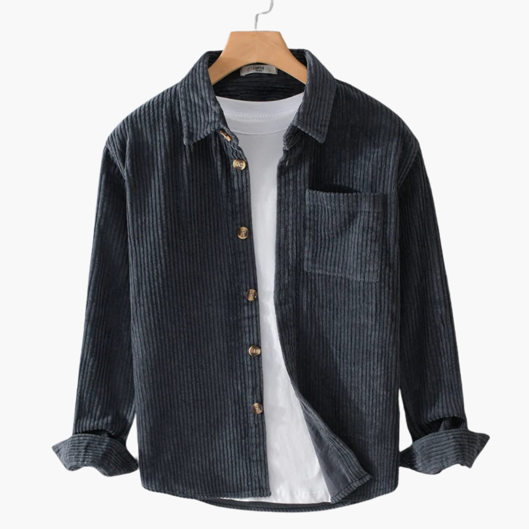 Cord-Overshirt für Herren - übergroße lange Ärmel und Knopfleiste