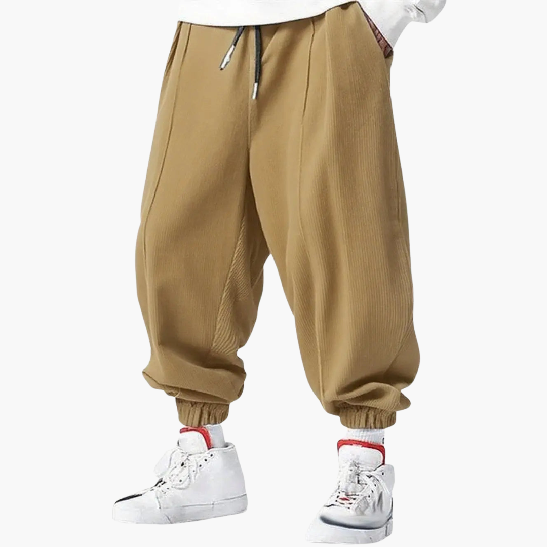 Herren Cordhose mit Bund und Kordelzug und Bündchen
