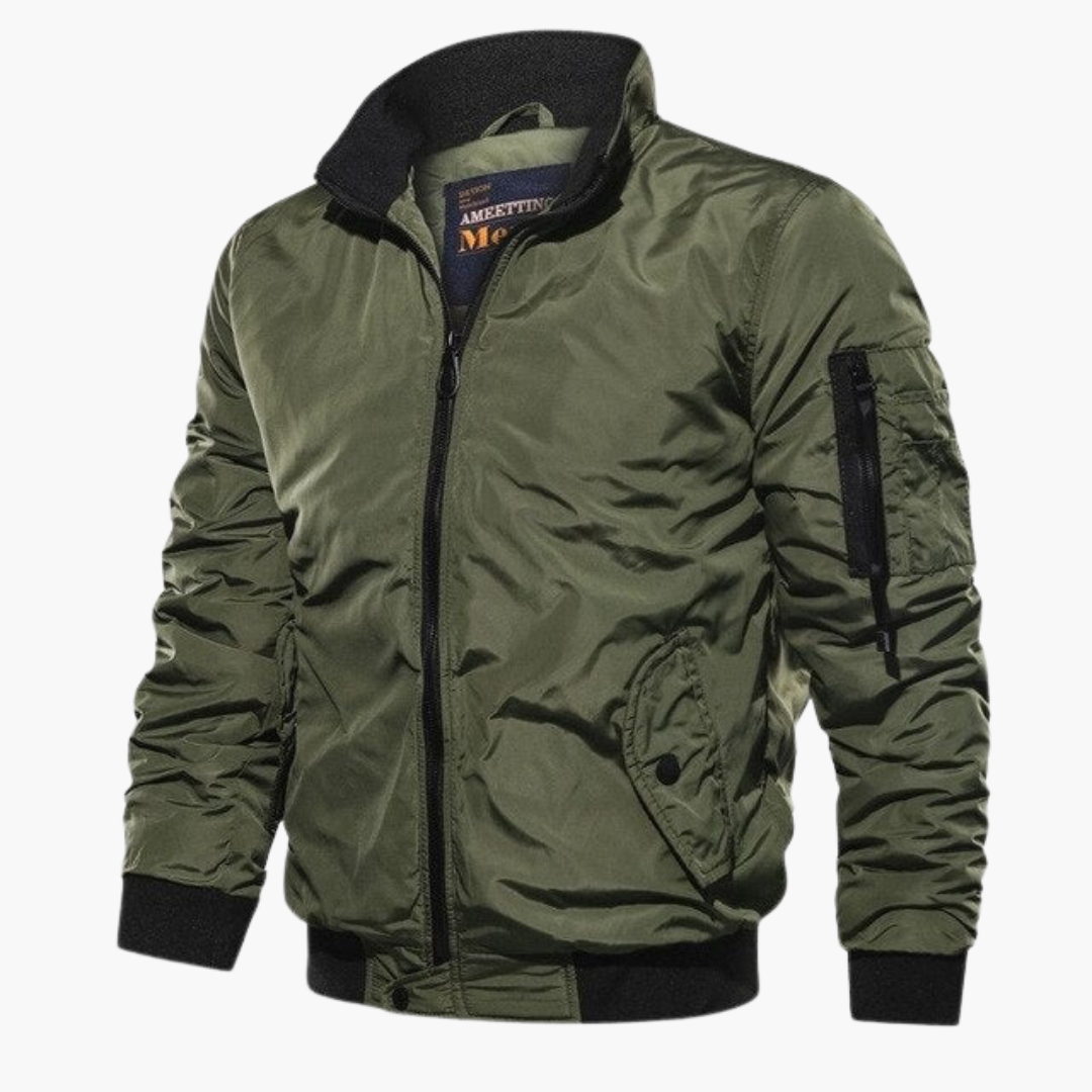 Herren Bomberjacke mit Stehkragen und Frontreißverschluss