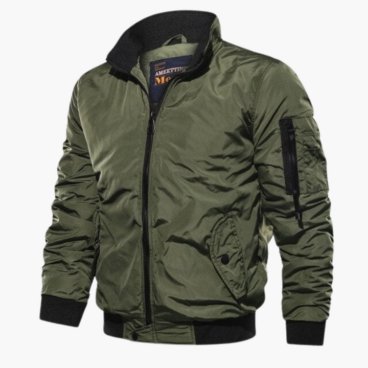 Herren Bomberjacke mit Stehkragen und Frontreißverschluss