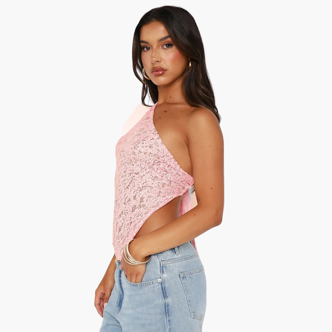 Spitzen One Shoulder Top für Damen – Asymmetrischer Trendlook