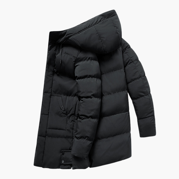 Herren Parka Jacke mit Kapuze und Frontreißverschluss