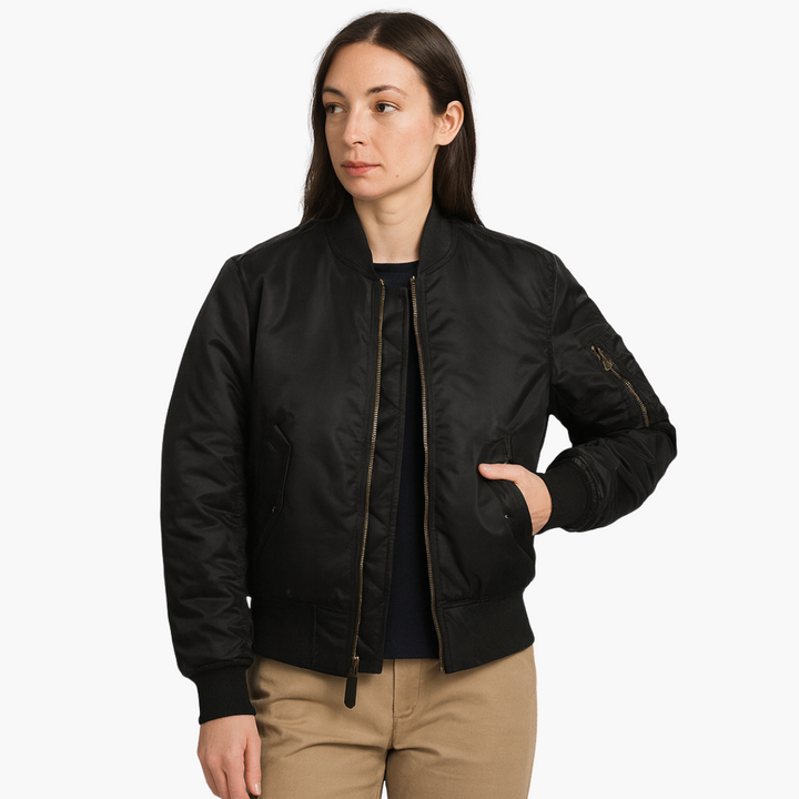 Damenjacke mit geripptem Kragen und Ärmeltasche