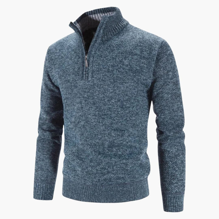 Herren pullover mit halbem Reißverschluss und strukturierter Oberfläche