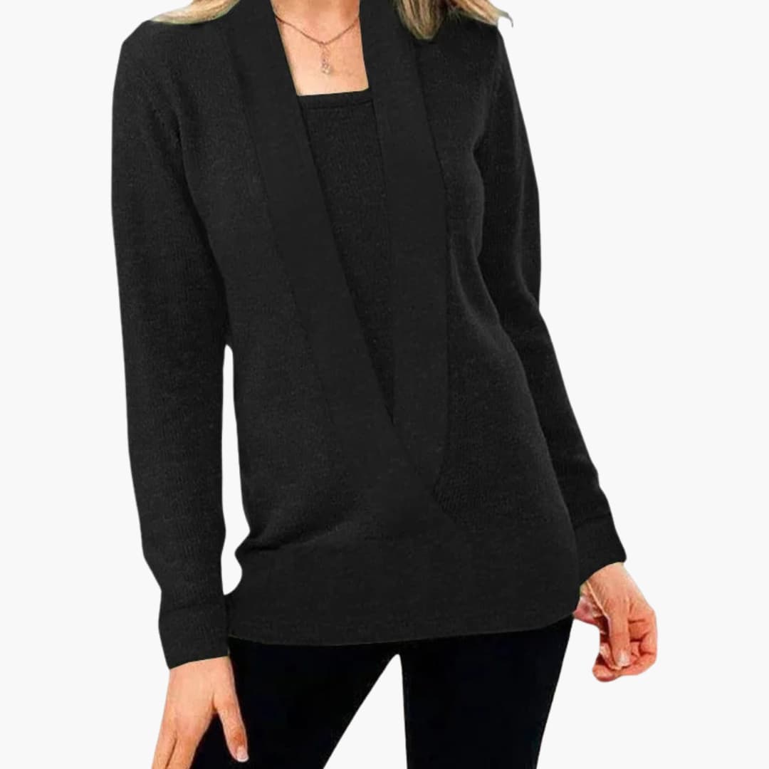 Damen pullover mit tiefem V-Ausschnitt und langen Ärmeln