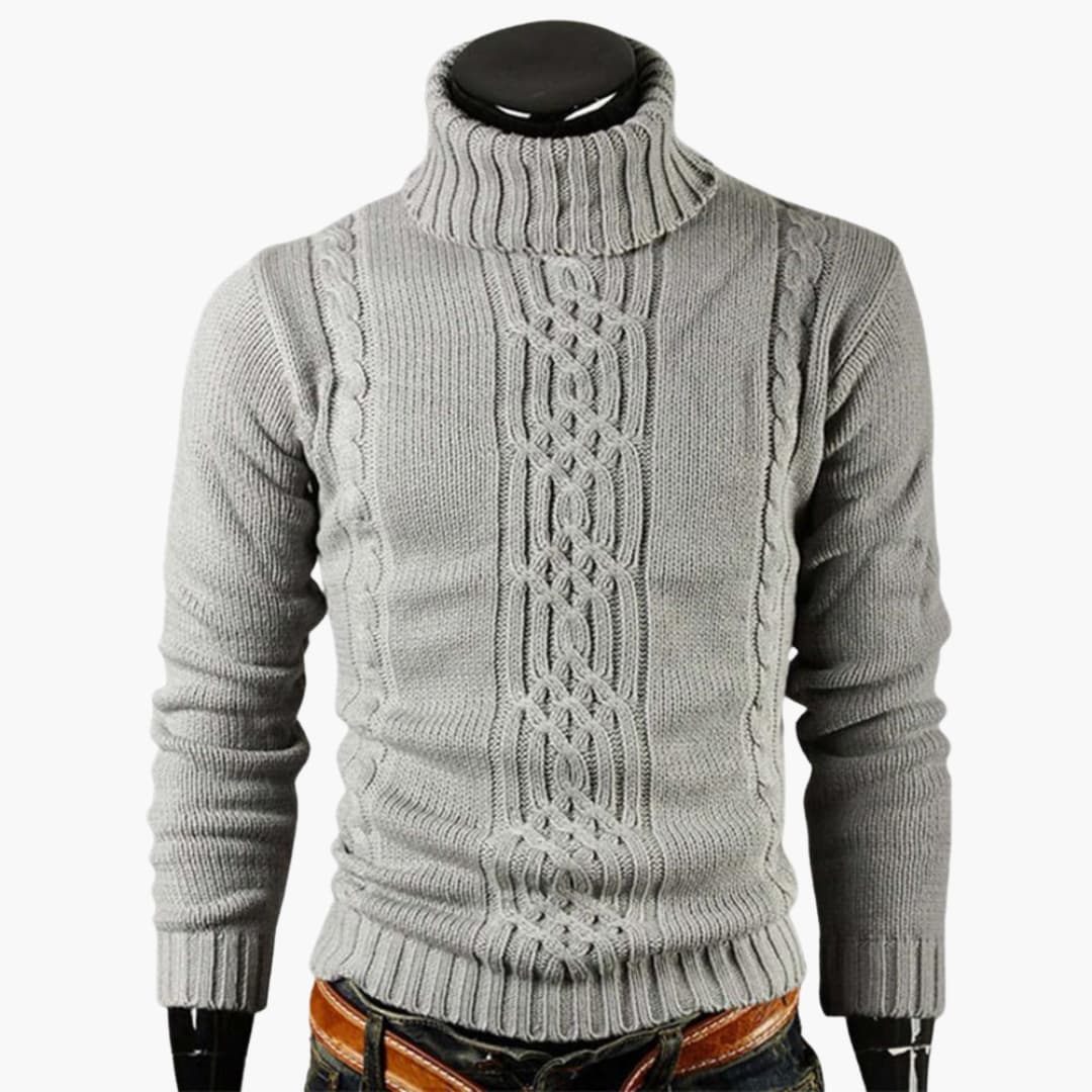 Herren pullover mit Rollkragen und Zopfmuster