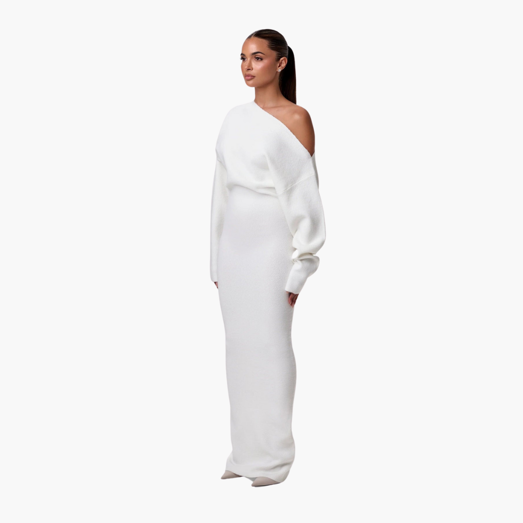 Off-Shoulder Strickkleid für Damen – Elegantes Abendkleid