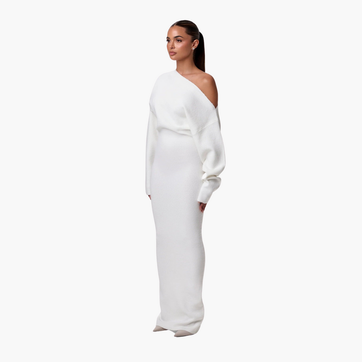Off-Shoulder Strickkleid für Damen – Elegantes Abendkleid