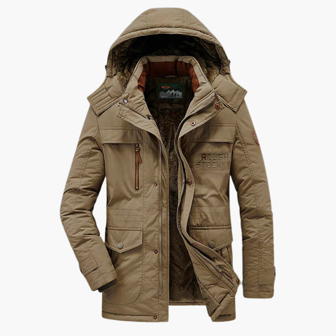 Herren Parkajacke mit verstellbarer Kapuze und Fleecefutter