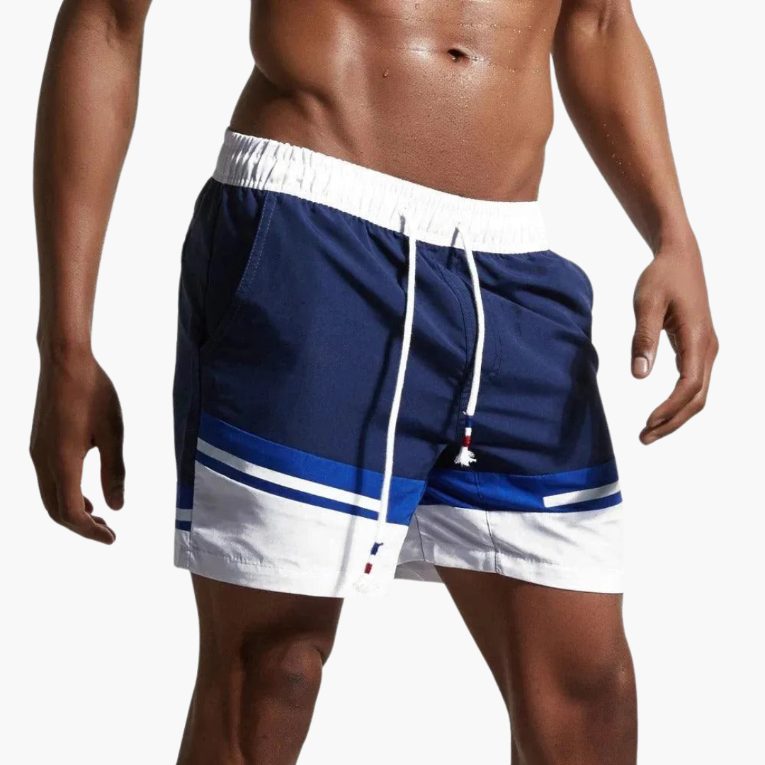 Gestreifte Badeshorts - Herren Schwimmshorts mit Kordelzug