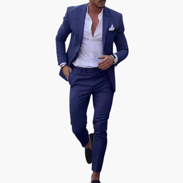 Herren Anzug Zweiteiler aus Wollmischung mit Slim Fit Schnitt
