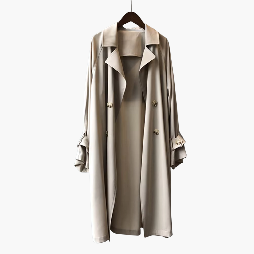 Damen Trenchcoat mit Reverskragen und Doppelknopfverschluss