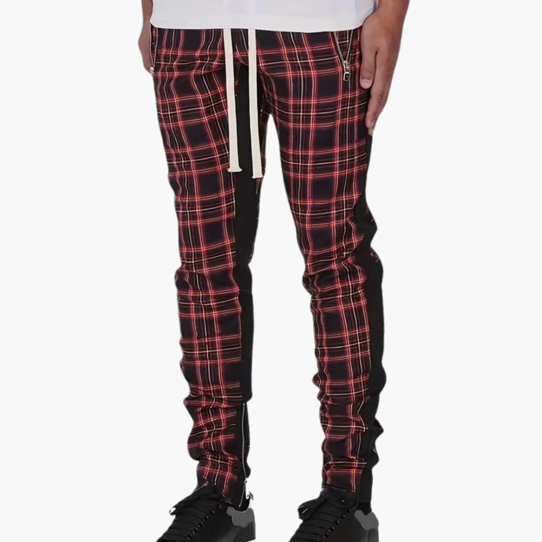 Herren Baumwollhose mit Karo und Zugband für den Sommer
