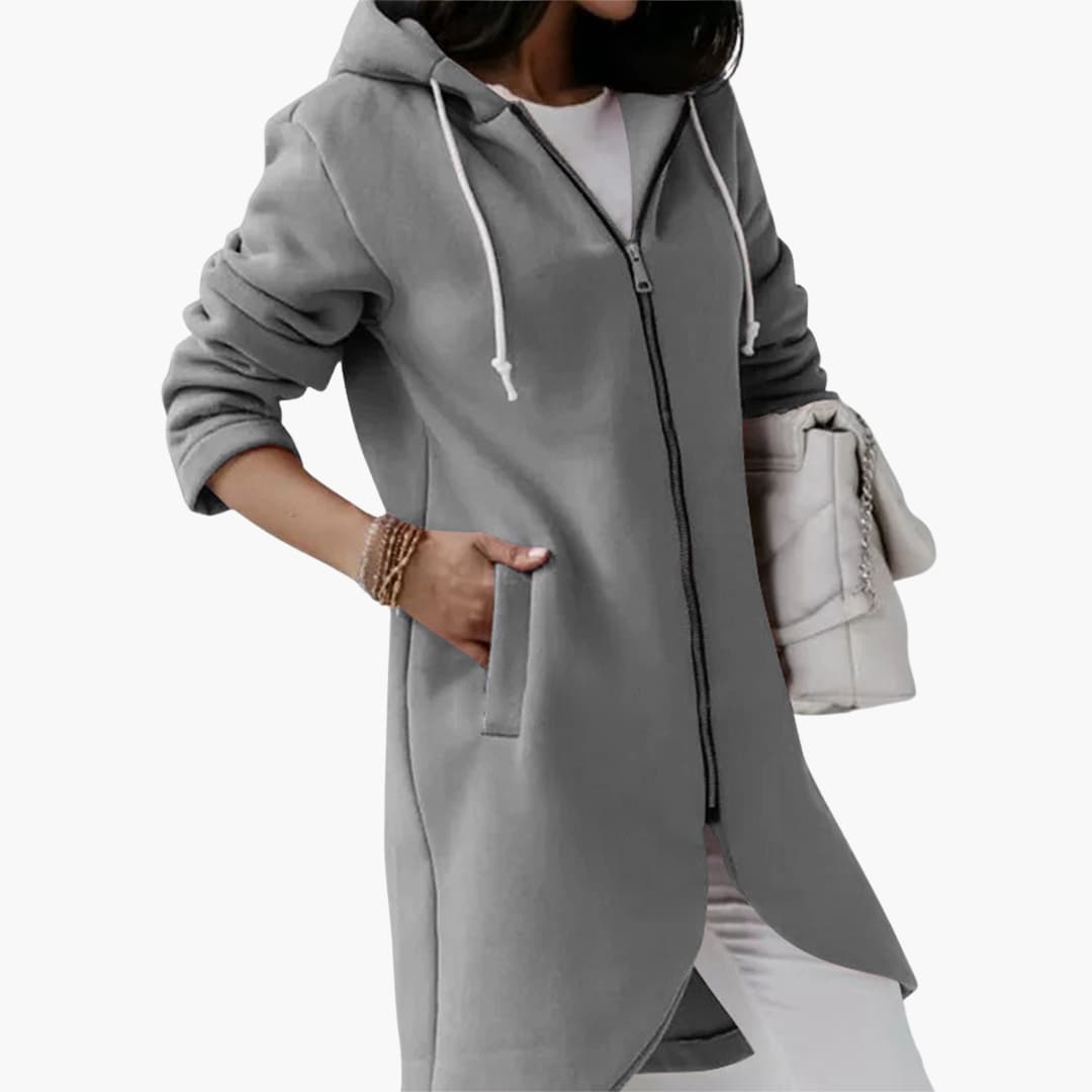 Langer Hoodie mit Reißverschluss für Damen
