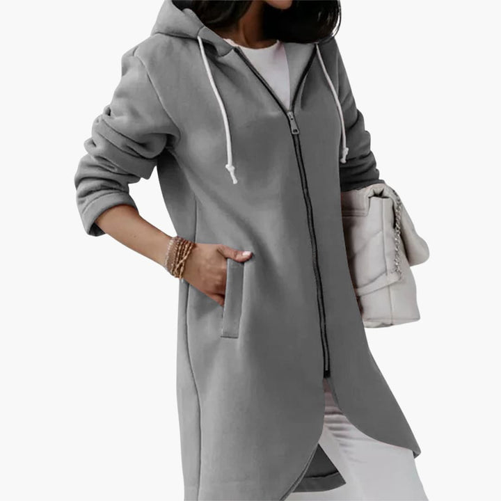Langer Hoodie mit Reißverschluss für Damen
