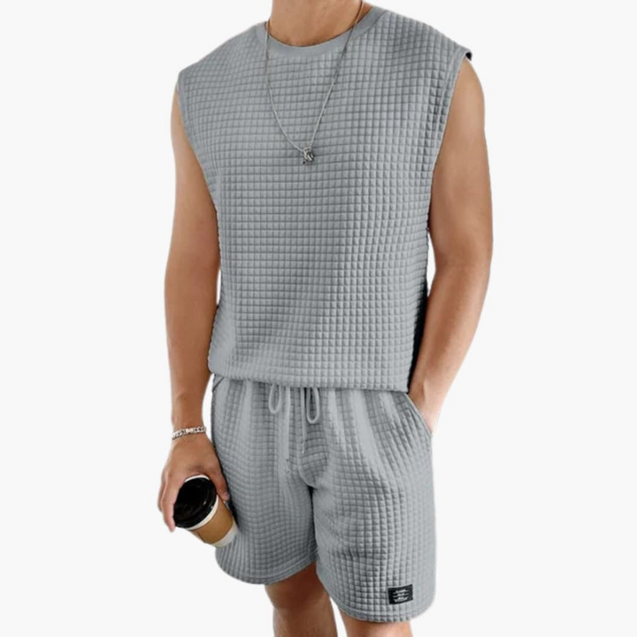Herren Lounge Set mit ärmellosem Top und Waffelstruktur