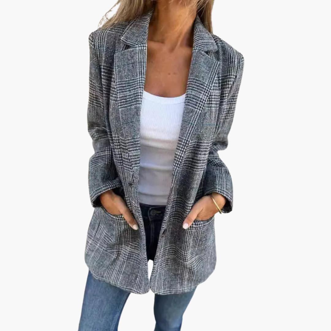 Maßgeschneiderter karierter Blazer für Damen - SchmiedeMode