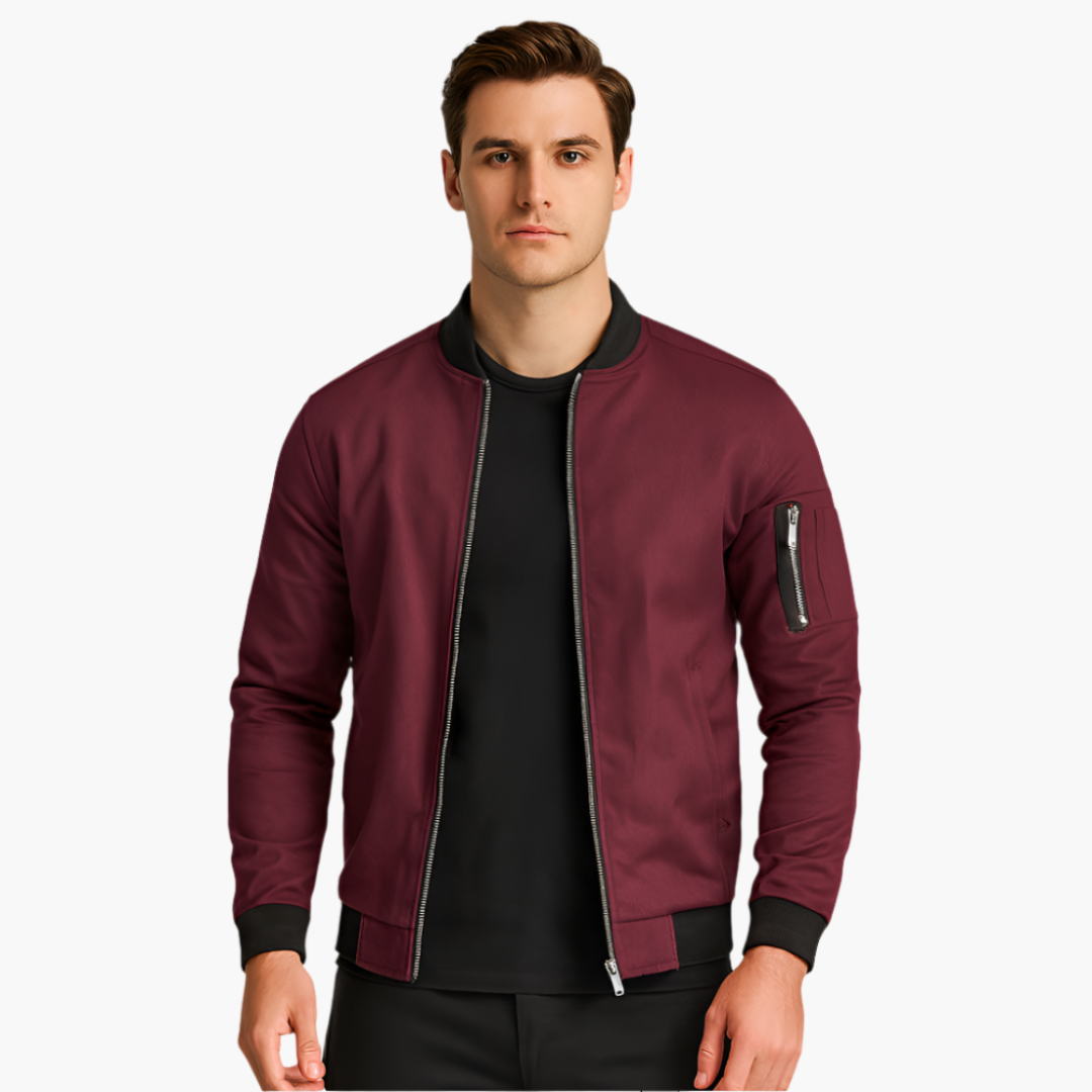 Herren Bomberjacke mit geripptem Saum und Ärmeltasche
