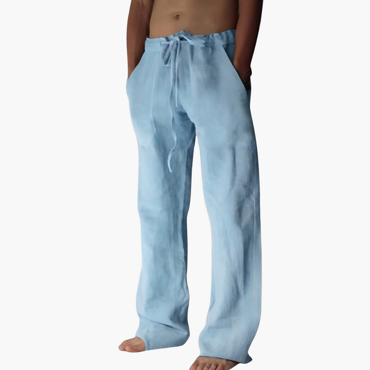 Herren Freizeithose aus Leinen mit Kordelzug für Sommer
