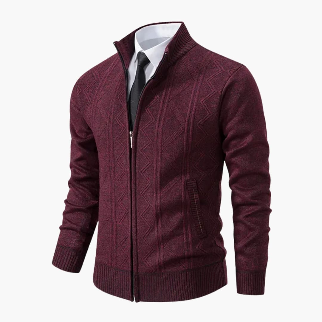 Herren Pullover mit Reißverschluss und gerippter Oberfläche