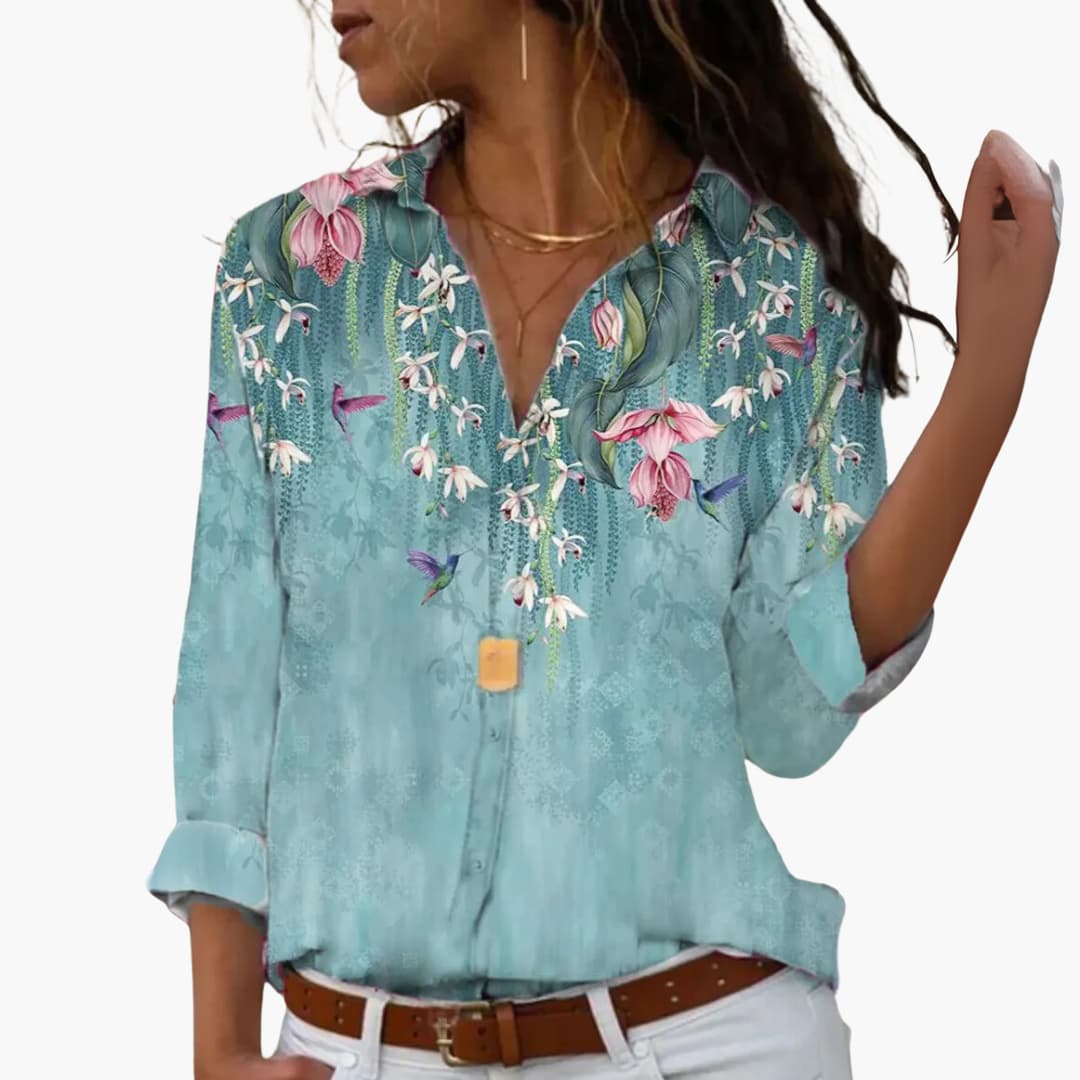 Blumen Colorblock Bluse für Damen - Stilvoll & Bequem