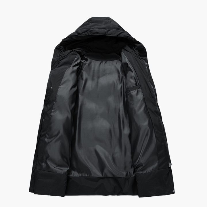 Herren Parka Jacke mit Kapuze und Frontreißverschluss