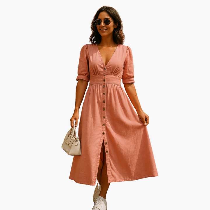 Midi-Kleid mit Knopfleiste - Damenmode für stilvolle Tage