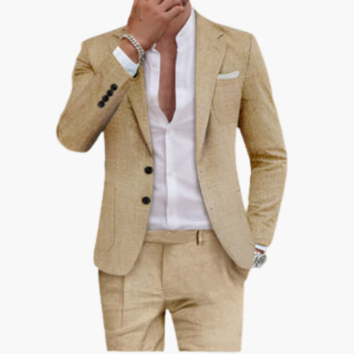 Herren Sommeranzug aus Baumwolle mit Revers und Hose
