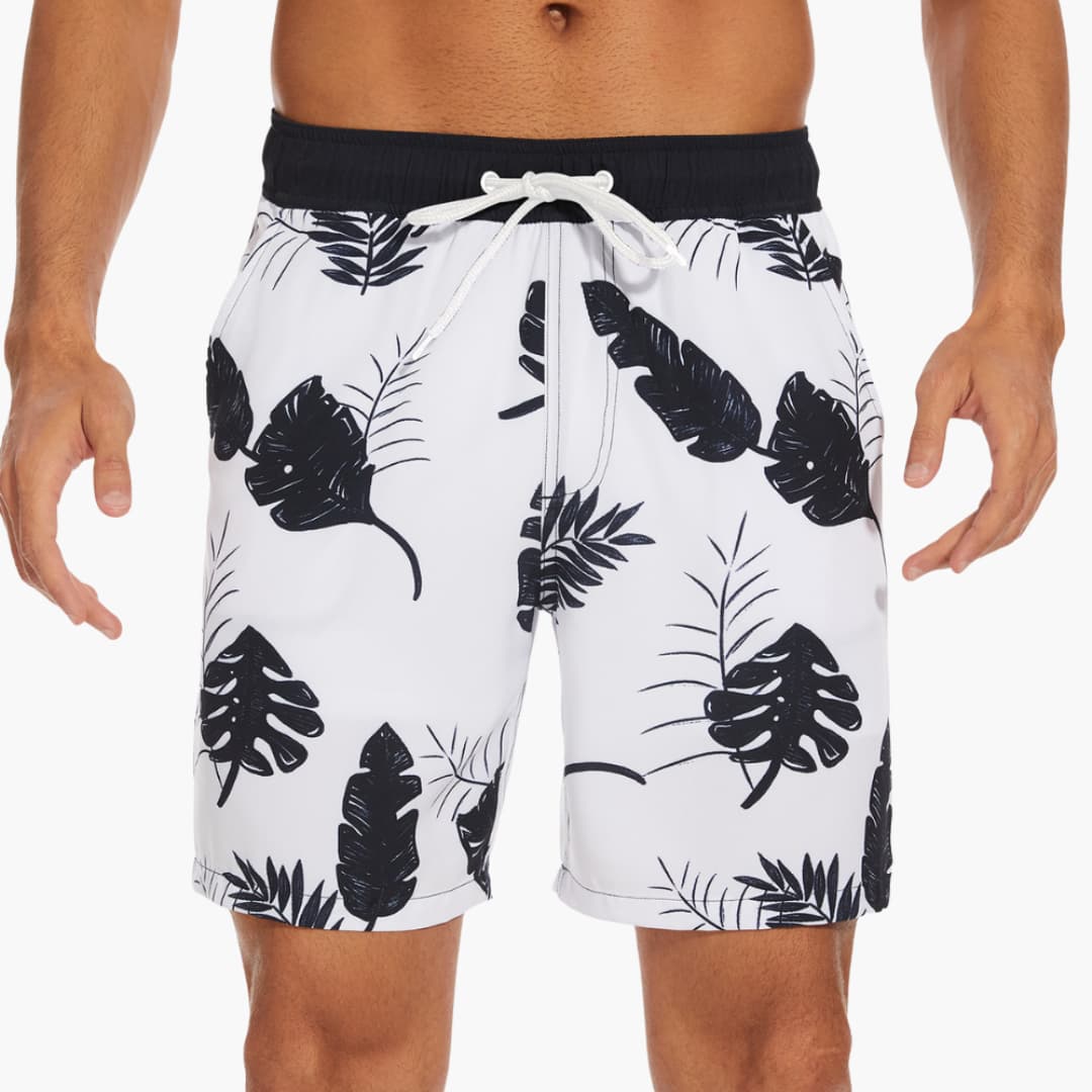 Gestreifte Herren-Badeshorts - mit Kordelzug und Taschen