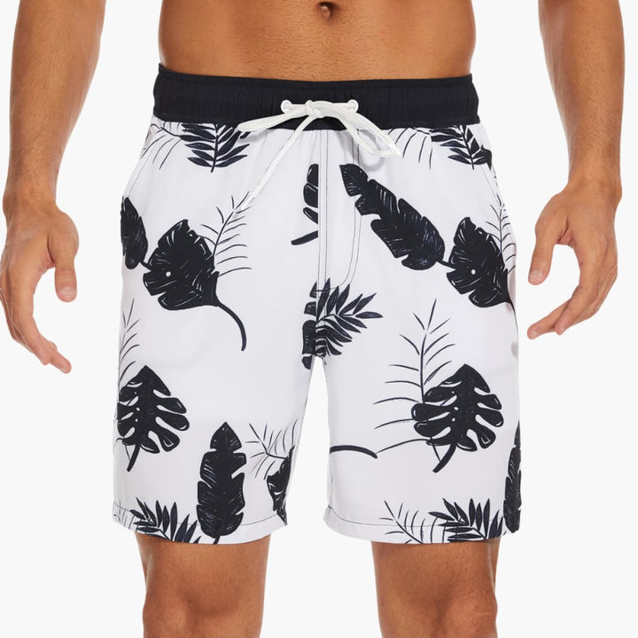 Gestreifte Herren-Badeshorts - mit Kordelzug und Taschen