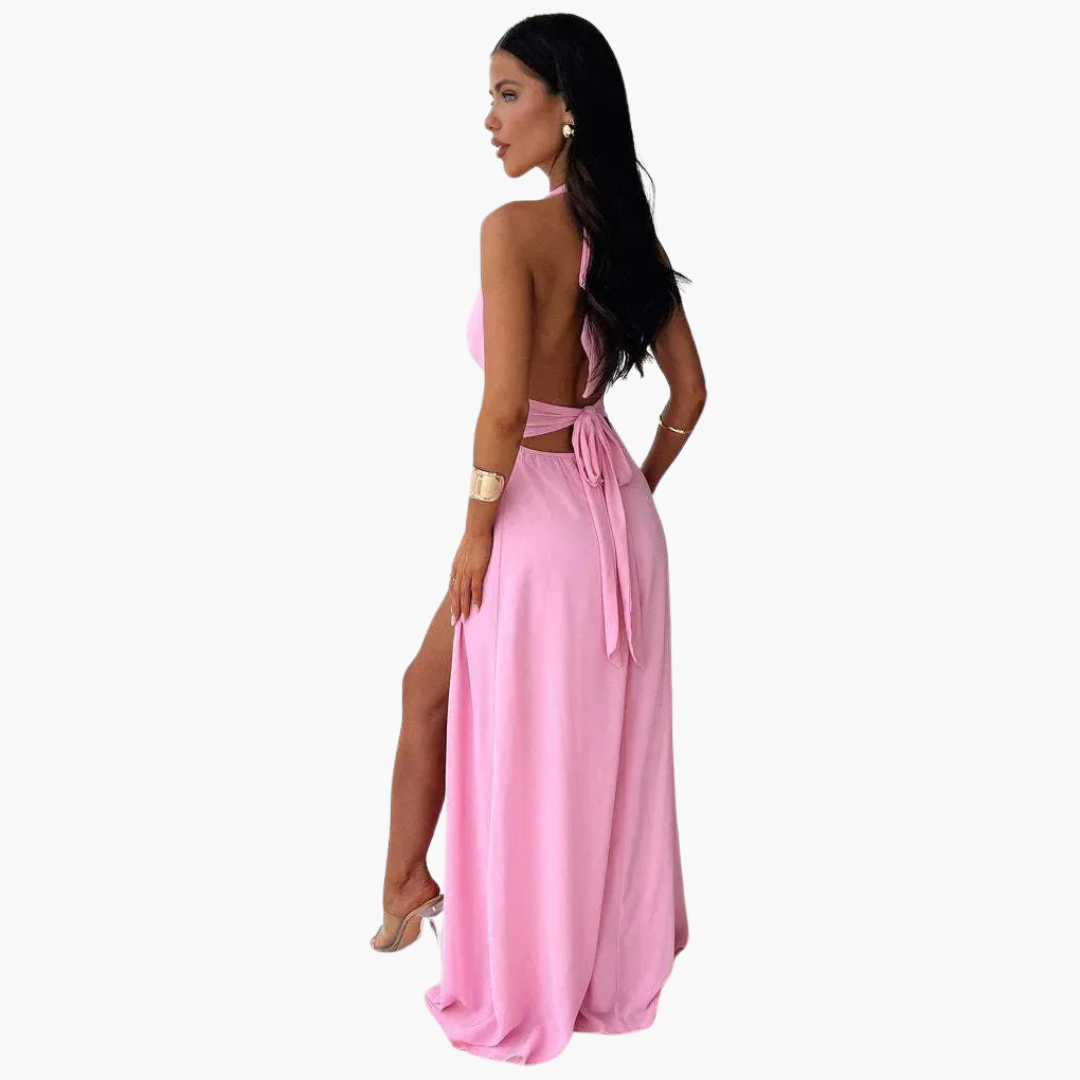 Maxikleid mit Schlitz & Neckholder - Damen Abendmode