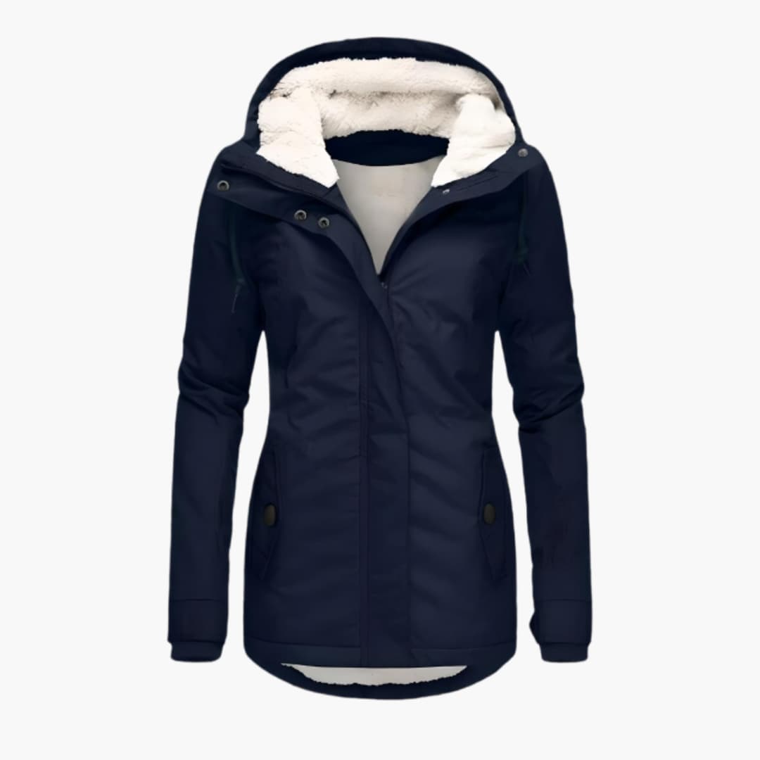 Damen-Winterjacke mit Kapuze Futter und Reißverschluss