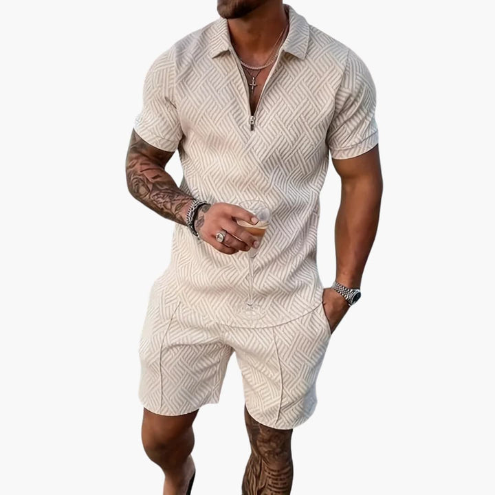 Herren Sommer Zweiteiler mit Reißverschluss und Shorts