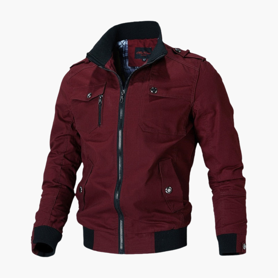 Herren Bomberjacke mit Reißverschluss und geripptem Saum