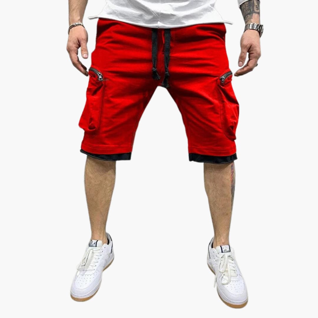 Herren Sommer Cargoshorts mit Reißverschlusstaschen und Kordelzug