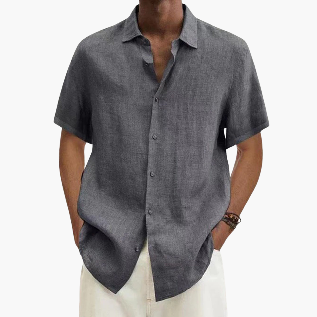 Männer Kurzarm Hemd – Leinen Button-Up Shirt für den Sommer