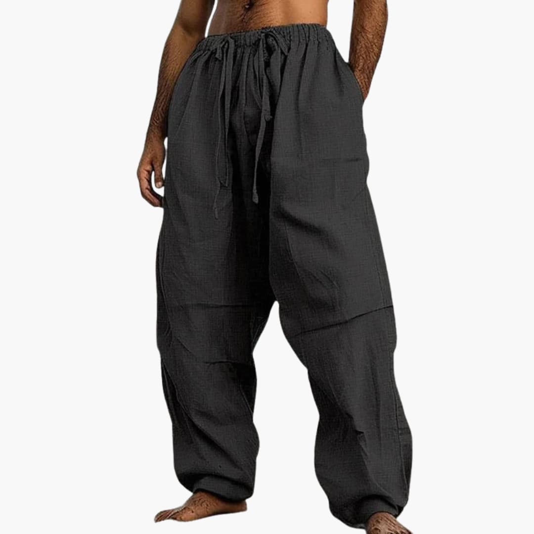 Herren Sommerhose mit weitem Bein und Kordelzug