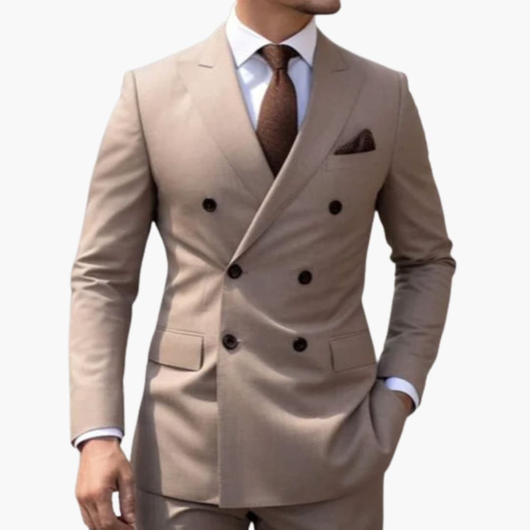 Herren Anzug zweiteilig mit Doppelreiher und Slim Fit Hose