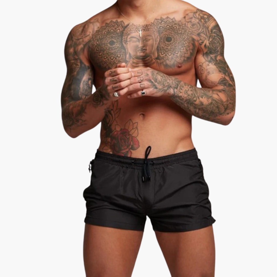 Herren schnelltrocknende Shorts mit elastischem Bund und Reißverschluss